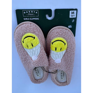 Women's Smiley Face Slippers Anti-Slip Soft Plush Comfy Indoor Fuzzy Cream M